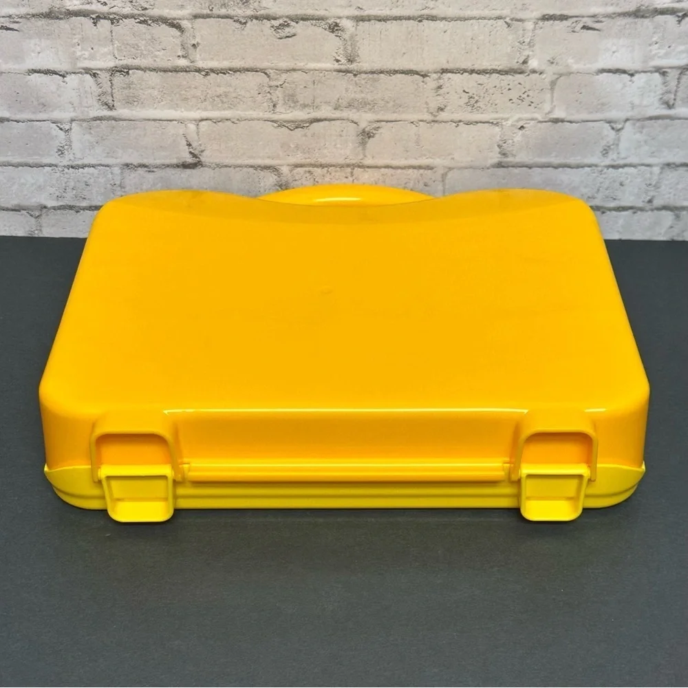 LEGO Storage Case Yellow Hard Plastic Latching Storage Empty Box Divider